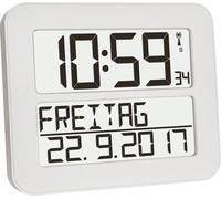 Horloge murale TFA Dostmann 60.4512.02 radiopiloté(e) 25.8 mm x 21.2 mm x 3 mm blanc, noir grand écran