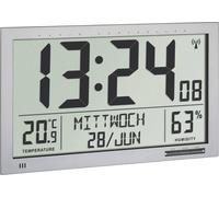 Horloge murale TFA Dostmann 60.4517.54 radiopiloté(e) 36.8 mm x 23 mm x 2.9 mm argent grand écran