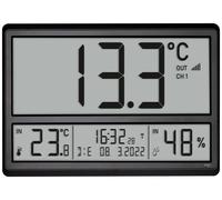 TFA Horloge radiopilotée numérique XL 60.4523.01, avec température extérieure et climat intérieur