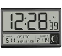 Horloge murale TFA Dostmann 60.4524.01 radiopiloté(e) 3600 mm x 28 mm x 235 mm noir grand écran