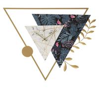 Horloge murale Triangle boho avec impressions botaniques et marbre