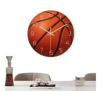 Horloge murale ventilateur de sport - acrylique 30 x 30 cm | Horloge murale 3D football, tennis, basket-ball, volley-ball, silencieux, motif sportif, créatif | Chambre d'enfant, salon, décoration de