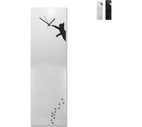 Horloge murale verticale 30 x 100 cm, tableau mémo magnétique, design moderne « Chat » - Gris
