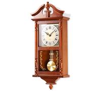 Horloge murale vintage avec pendule, 25 pouces, en bois de caoutchouc, avec carillon