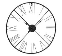 Horloge murale vintage cadre en fer chiffres romains salon chambre déco affichage de l'heure analogique rond