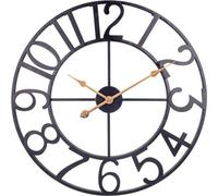 Horloge murale vintage de style industriel, 76 cm, silencieuse, finition métallique, noire, pour la cuisine, le salon, la chambre à coucher ou le bureau