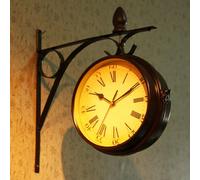 Horloge Murale Vintage Double Face Métal