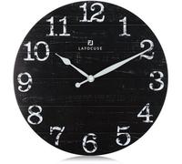 Horloge murale vintage en bois de style shabby chic, design rétro sans pendule, pour le salon, la chambre, la cuisine et le bureau, noire, 30 cm.