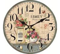 Horloge Murale Vintage en Bois, Silencieuse, Motif Fleur De Lavande Et Rose, Décoration pour Salon, 15 inches (40cm)