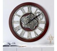 Horloge murale vintage moderne en bois de teck, 45 cm/18 pouces, style industriel, salon, maison de campagne, bureau