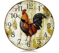 Horloge murale vintage rétro en bois, style shabby chic, sans tic-tac, pour le salon, la chambre, la cuisine ou le bureau, 30 cm