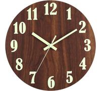 Horloge murale vintage silencieuse de 25 cm avec motifs en bois - Horloge lumineuse pour le bureau et le salon