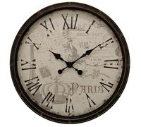 Horloge murale vintage, verre noir, cadran à chiffres romains, fonctionne à piles, diamètre 76 cm