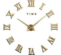 Horloge murale vintage ZELURXX, 70–120 cm, chiffres romains, style industriel rétro, 47 pouces, trotteuse, acrylique, pour le salon, la chambre à coucher, dorée