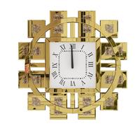 Horloge murale Vrygle Kristall, grande et moderne : horloges décoratives 60 × 60, horloges murales de luxe pour le salon, design silencieux, chiffres romains, dorée