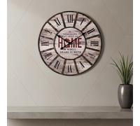 Horloge murale XXL Design Deko Mur Grande horloge de cuisine Analogique Vintage Métal Bois Marron