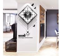 Horloge Murale - YSTP - Pendule Simple Carrée - Bois Noir Blanc - 42x65cm - Décoration Intérieure