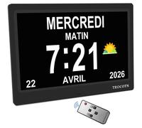 Horloge Numérique 10 Pouces Grand Écran pour Seniors Affichage Multicolore Calendrier Rappels Médicaments Heure d'Été