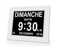 - Horloge numérique 7 pouces avec date et heure - Affichage clair Alzheimer Plastique blanc - 204 x 143 x 24 mm Rappel médicaments