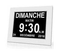 - Horloge numérique 7 pouces pour Alzheimer - Affichage clair date heure - Rappel médicaments - Design blanc - 204 x 143 x 24 mm