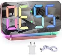 Horloge numérique à LED de 74 pouces avec veilleuse RGB, 11 couleurs, USB-C, 5 niveaux de volume