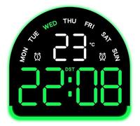 Horloge numérique à LED, design en forme de croissant de lune, écran de 20 cm, vert, noir