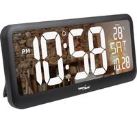 GreenBlue GB214 Horloge numérique avec capteur de température 37x17 cm Grande horloge murale Alarme Écran LED à poser sur une table ou à accrocher au mur Alimentation par bloc d'alimentation ou piles