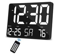 Horloge numérique Grand écran 11,4" Réveil numérique avec télécommande sans Fil Grande Horloge LED avec Date et température,12/24H,Réveil Snooze pour Personnes dans la Chambre à