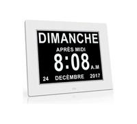 Horloge numérique HMOREY LCD 8 pouces Blanc affichage à gradation automatique