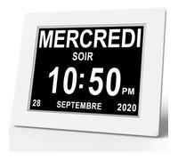 Horloge Numérique LCD 8 Pouces - 1 Unité - ABS Blanc - Affichage Date et Heure Complètes - Idéal Seniors et CONFITURIER ELECTRIQUE