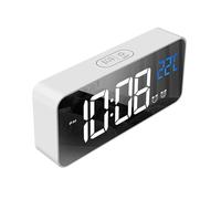 Horloge Numérique LED, Chiffres Lisibles Clairs à la Mode, Affichage de la Température Moderne, Surface Miroir, Horloge électronique de Bureau pour Bureau (White)