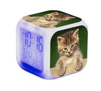 Horloge numérique LED colorée pour Chat - Réveil Mignon en Forme de Cube pour Les Amoureux des Chats | Horloge de Bureau multifonctionnelle pour Enfant, idéale pour la décoration de la Salle
