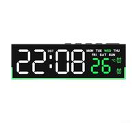 Horloge numérique LED multifonctionnelle, veilleuse avec gradation automatique et affichage de la température, alarme de bureau ABS pour chambre à coucher, bureau (vert)