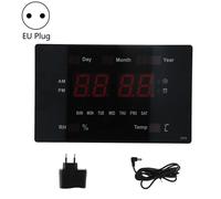 Horloge numérique LED murale multifonction 100-240 V avec affichage de la température, de l'humidité et du calendrier perpétuel (UE)