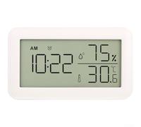 Horloge numérique multifonction avec thermo-hygromètre, écran LCD, affichage de l'heure, de la température et de l'humidité, pour réveil à piles pour une utilisation en intérieur (blanc)