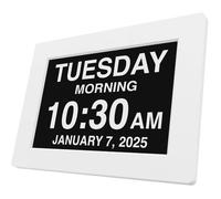 Horloge Numérique Senior - - Grand Écran, Alarme Personnalisée, Calendrier - Pour Personnes Âgées et Démence - Modèle Blanc