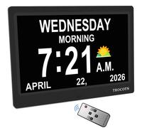 Horloge pour personnes âgées avec affichage numérique agrandi, calendrier intégré