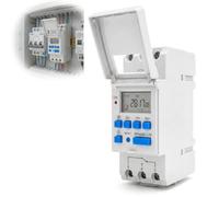 Horloge Programmable Programmateur Tableau Electrique Minuterie Numérique Programmes Interrupteur Horloge Digitale Modulaire avec Grand LCD Écran Hebdomadaire sur Rail DIN AC220V (Gris)