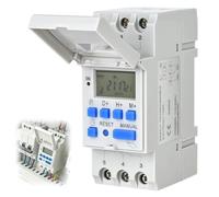 Horloge Programmateur Électrique Tableau 220V, LCD Rail DIN 16 Programmes | Horloge modulaire pour chauffe-eau, éclairage, piscine, ventilation et arrosage, avec programmation hebdomadaire et écran LCD