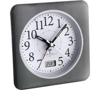 Horloge radio analogique avec indicateur de température, en plastique, dimensions : 126 x 62 x 151 mm