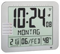 Horloge radio numérique, argentée, avec indication de la date, du jour de la semaine et de la qualité de l'air intérieur