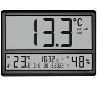 Horloge radio numérique XXL, avec indication de la température extérieure, fonction alarme, couleur noire, dimensions : 36 cm