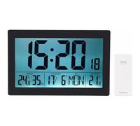 Horloge radio-pilotée - XL - Noir - Thermo-hygromètre - Capteur extérieur - Décoration murale