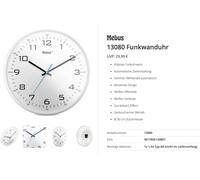 Horloge radiopilotée Mebus 13080 radiopiloté(e) 30 cm blanc mécanisme d'horloge silencieux
