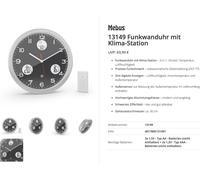Horloge radiopilotée Mebus 13149 radiopiloté(e) 30 cm aluminium mécanisme dhorloge silencieux