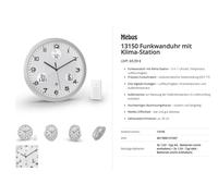 Horloge radiopilotée Mebus 13150 radiopiloté(e) 30 cm aluminium