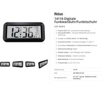 Horloge radiopilotée Mebus 14116 radiopiloté(e) 42 cm x 20 cm x 3 cm noir grand écran