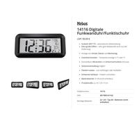 Horloge radiopilotée Mebus 14116 radiopiloté(e) 42 cm x 20 cm x 3 cm noir grand écran