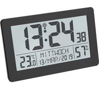 TFA Dostmann Horloge radiopilotée 60.2557.01 grand écran, double réveil, température et date, noir