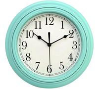 Horloge rétro-antique de 23 cm, vert turquoise, à suspendre comme objet décoratif dans une chambre ou une cuisine
